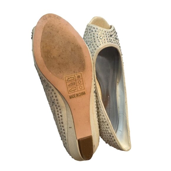 David’s Bridal‎ Wedding Bridal  AJustin10 Peep Toe Flats With Rhinestones - Size - Picture 6 of 7